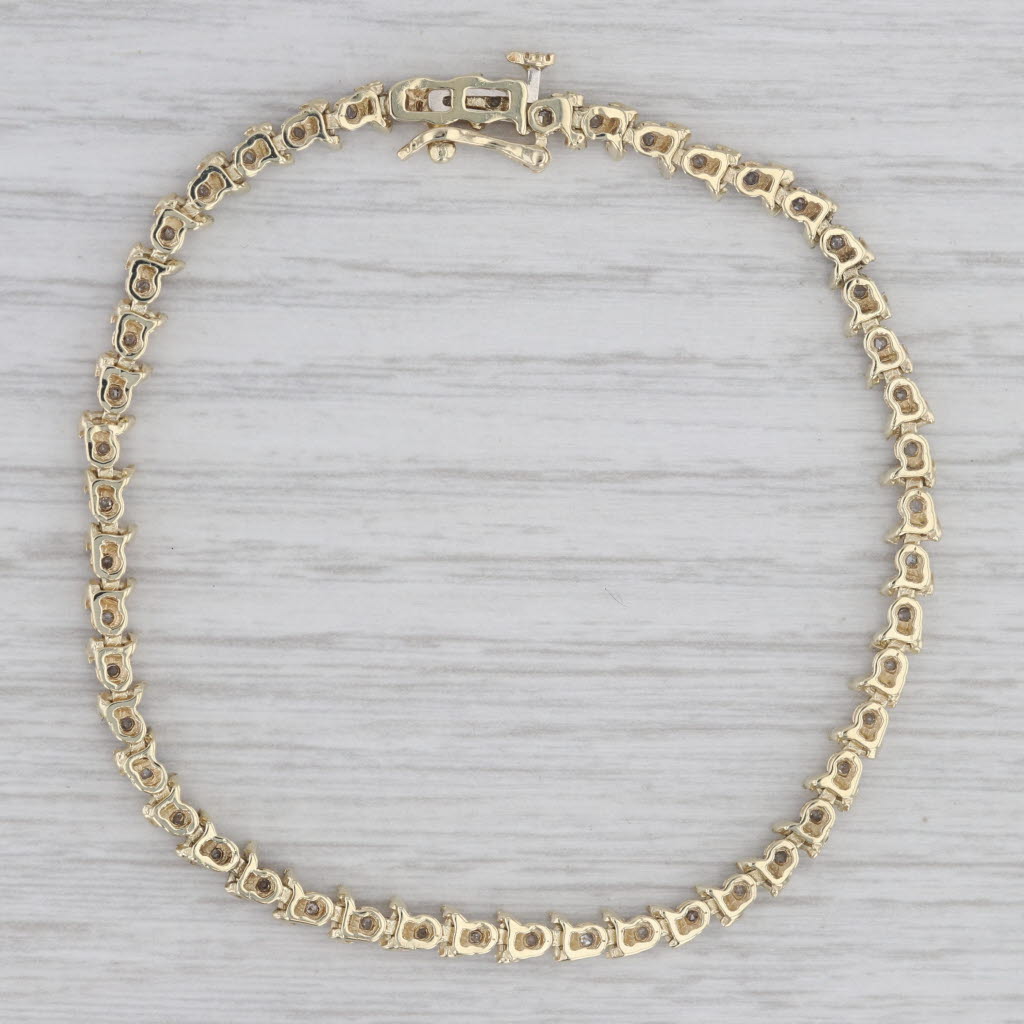 Gray 0.50ctw Diamond Tennis Bracelet 10k Yellow Gold 7" 3.6mm