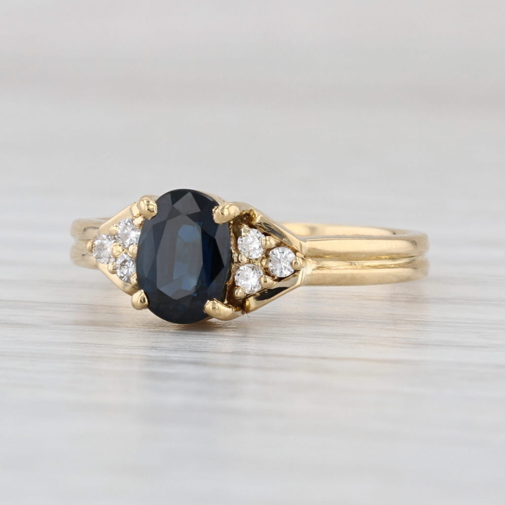 1.22ctw Blue Sapphire Diamond Ring 18k Yellow Gold Size 6.75