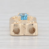 Goldman Kolber 0.58ct Blue Topaz Slide Bracelet Charm 14k Yellow Gold Vintage