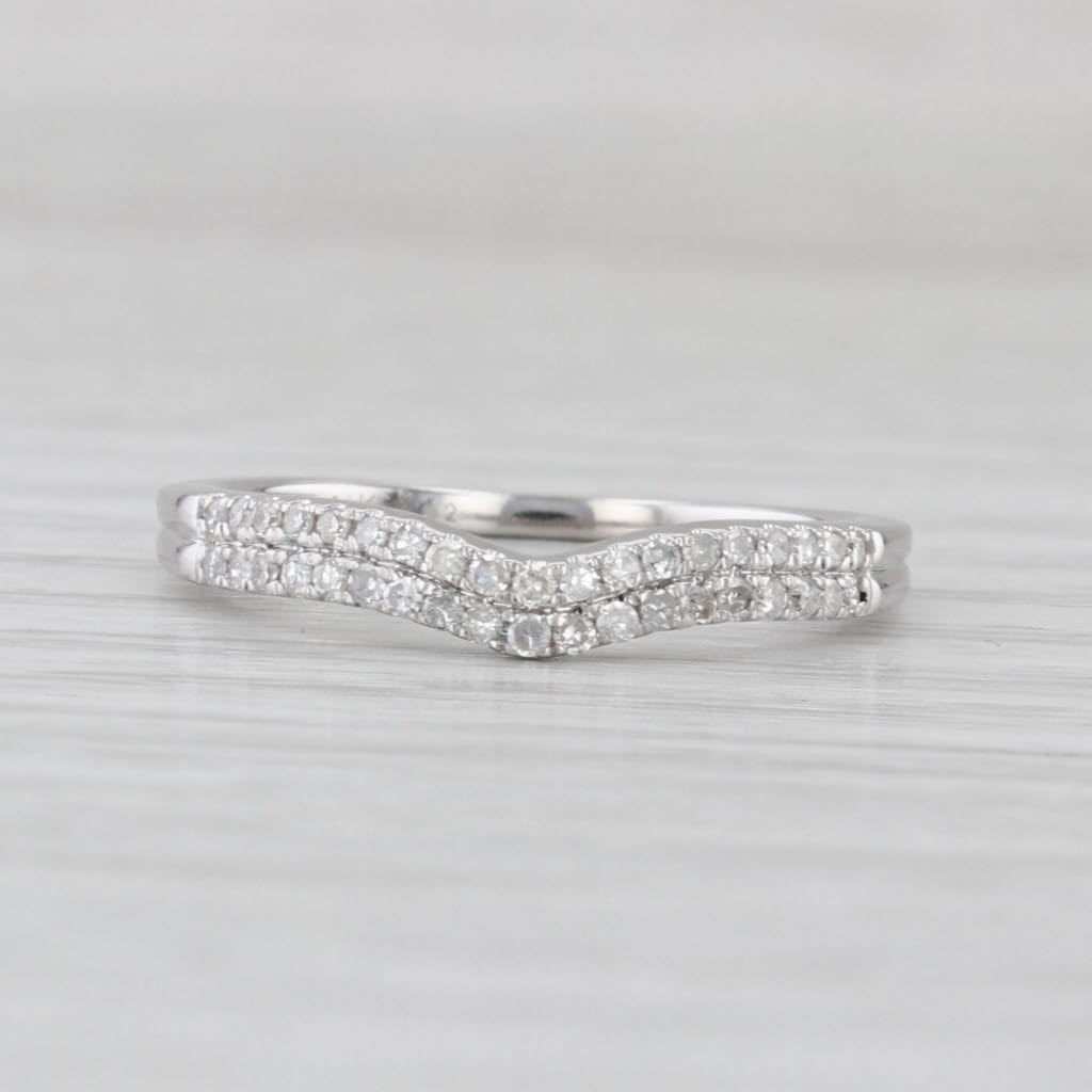 0.20ctw Contoured Diamond Ring Guard Wedding Band 14k White Gold Size 7