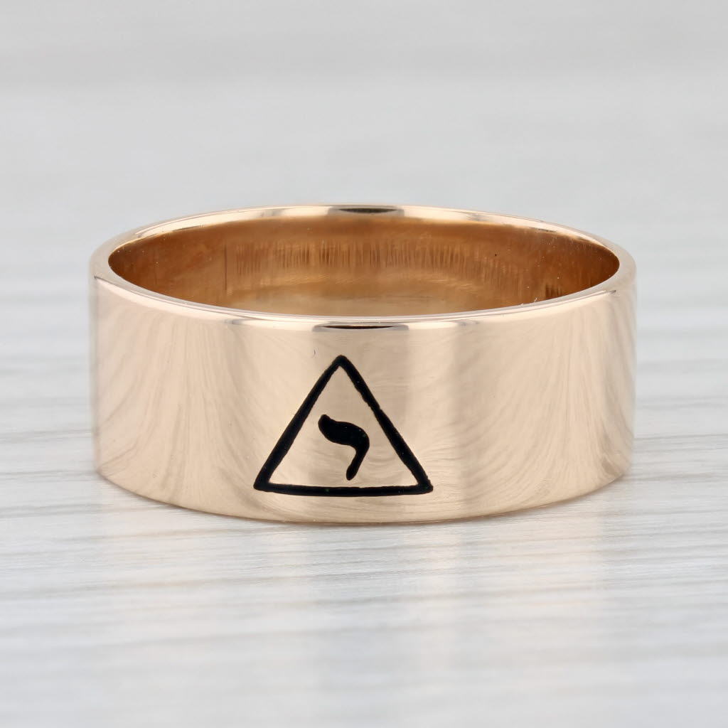 Light Gray Masonic 14th Degree Yod Ring 10k Yellow Gold Size 9.75 Scottish Rite Band