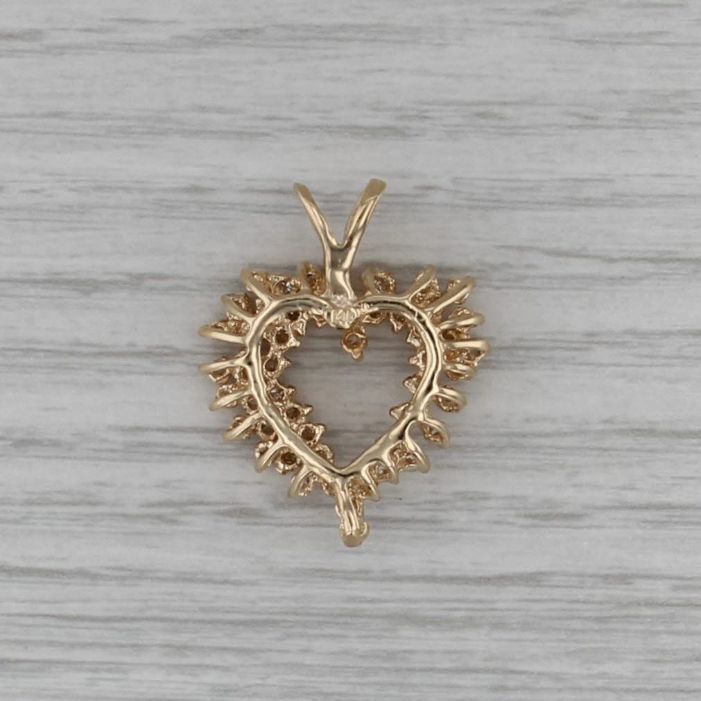 0.72ctw Diamond Cluster Open Heart Pendant 14k Yellow Gold