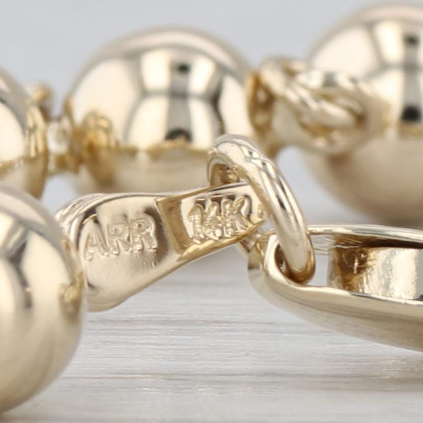 Bead Chain Bracelet 14k Yellow Gold 7.5" 6mm