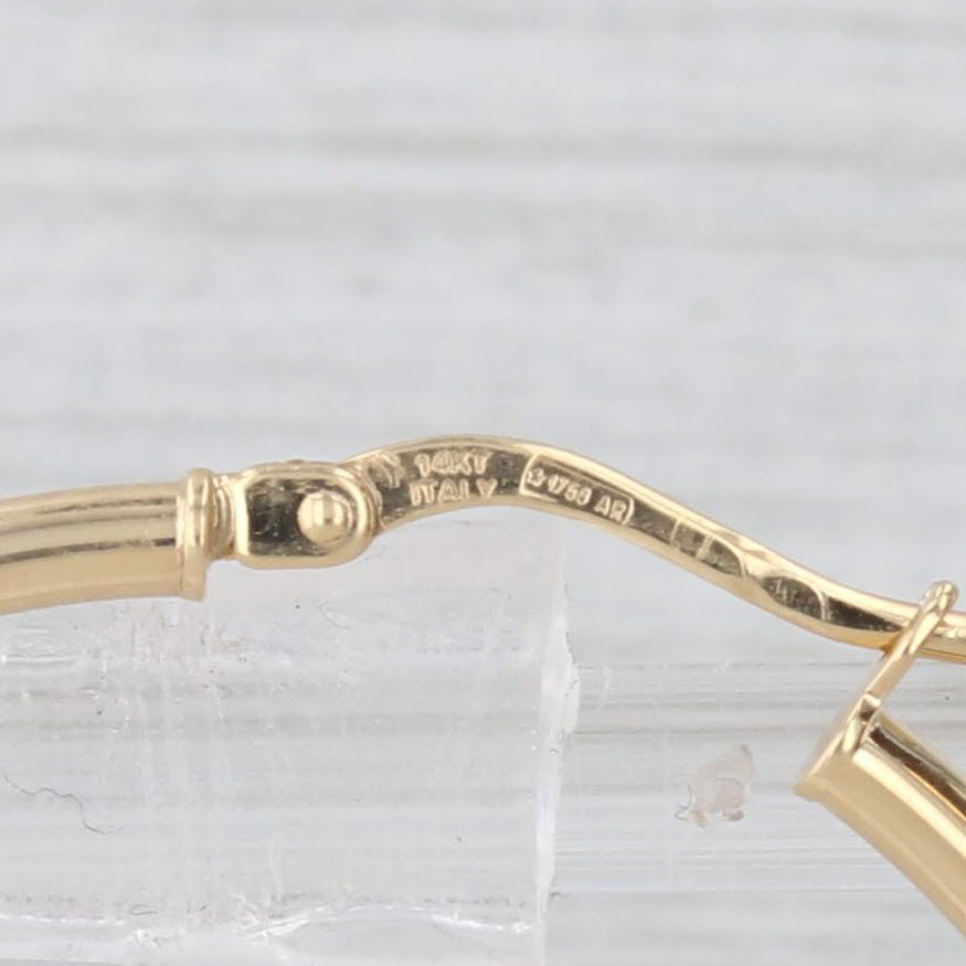New Hoop Earrings 14k Yellow Gold Snap Top Round Hoops 37.3 x 2mm