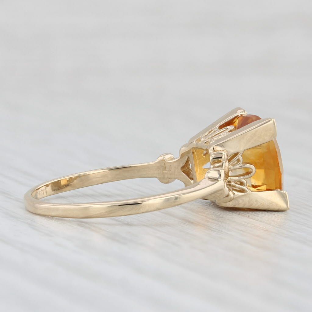 Light Gray 3.90ct Citrine Cushion Solitaire Ring 14k Yellow Gold Size 10