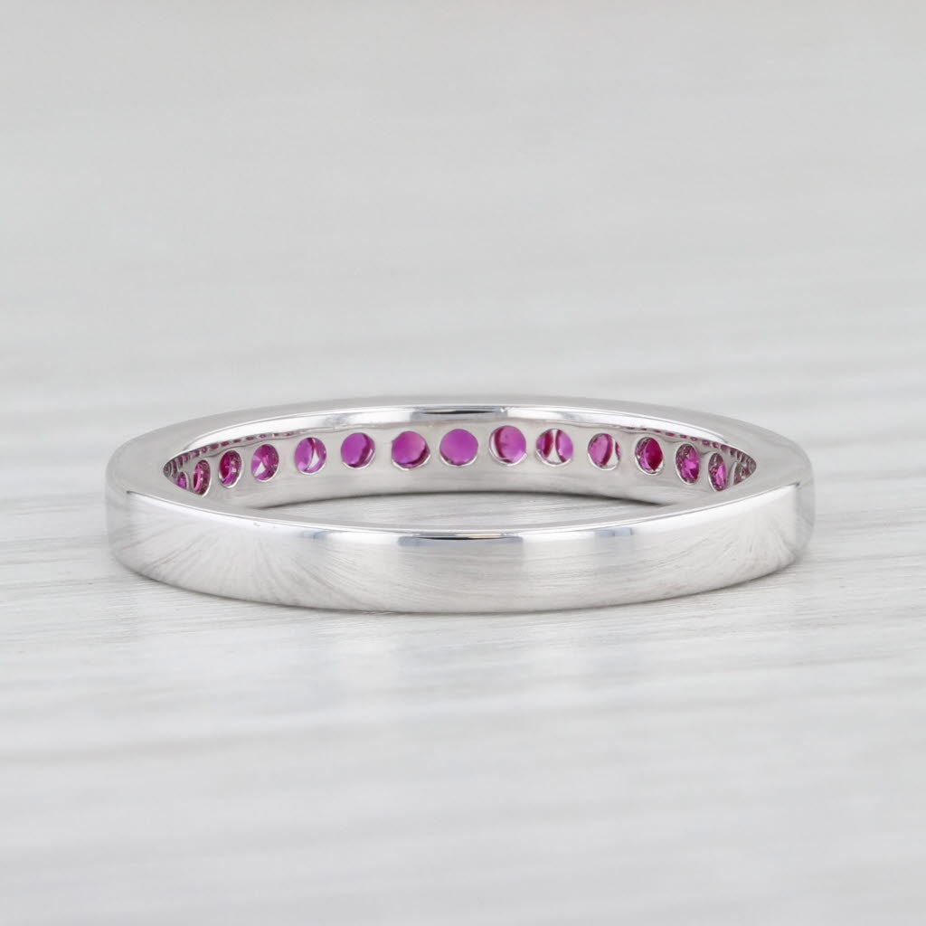 Light Gray New 0.30ctw Pink Magenta Sapphire Ring 14k White Gold Stackable Band Size 6.5