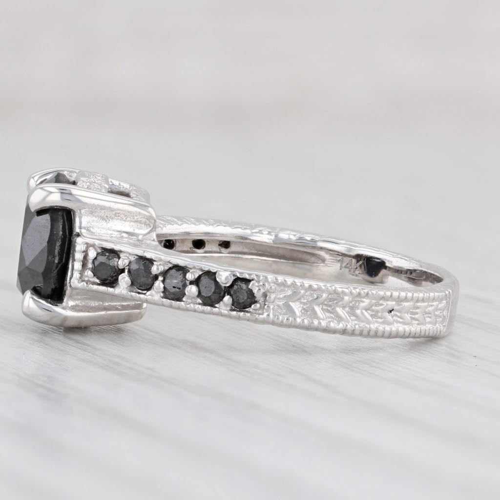 Light Gray 2.70ctw Black Diamond Ring 14k White Gold Size 6 Engagement