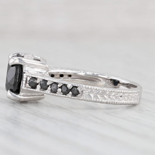 Light Gray 2.70ctw Black Diamond Ring 14k White Gold Size 6 Engagement