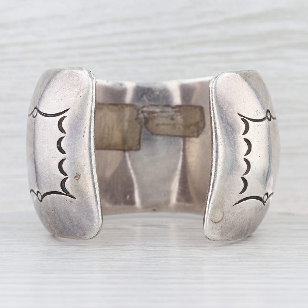 Vintage Native American Turquoise Large Cuff Bracelet Sterling Silver Stamped