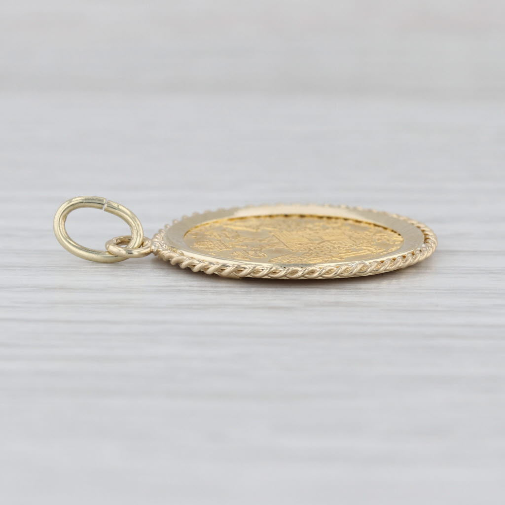 Austrian Ducat 1915 Restrike Coin Pendant 14k 986 Yellow Gold Charm