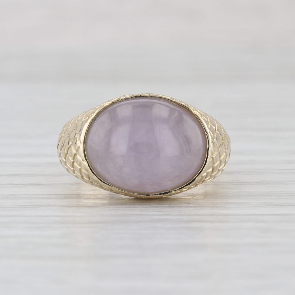 Lavender Jadeite Jade Cabochon Ring 14k Yellow Gold Size 7-7.25