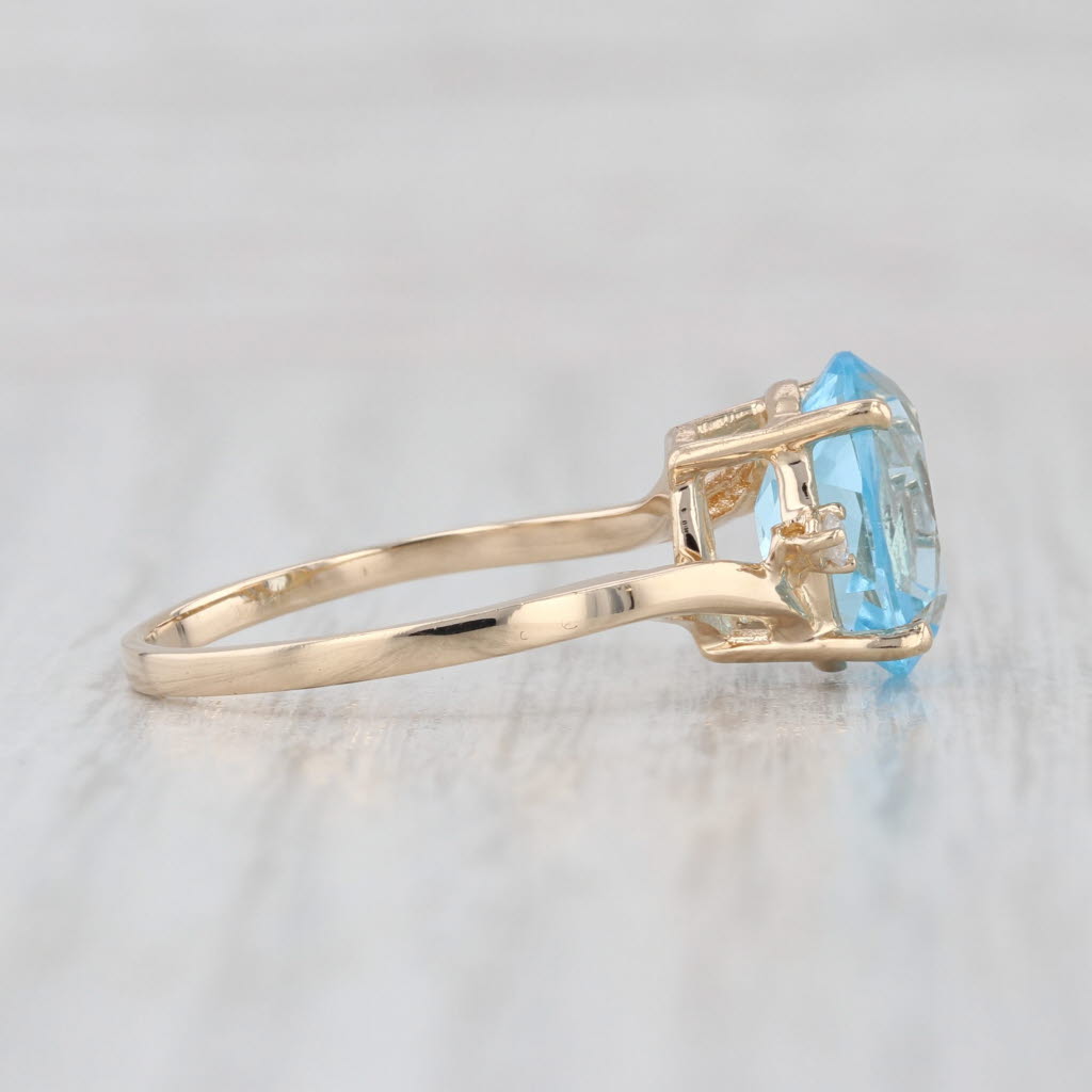 3.24ctw Blue Topaz Diamond Bypass Ring 14k Yellow Gold Size 6.25
