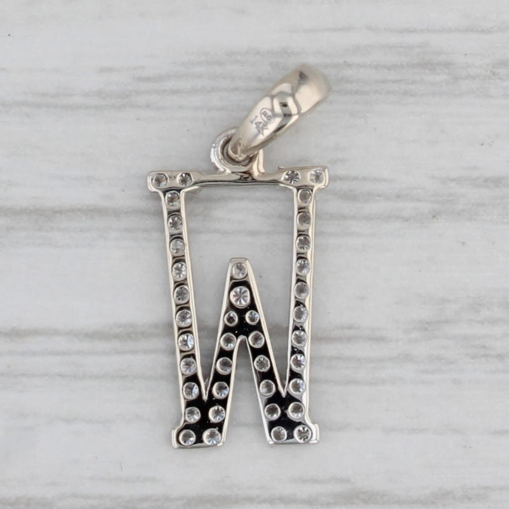 Gray New 0.20ctw Diamond Letter Initial "W" Pendant 14k White Gold