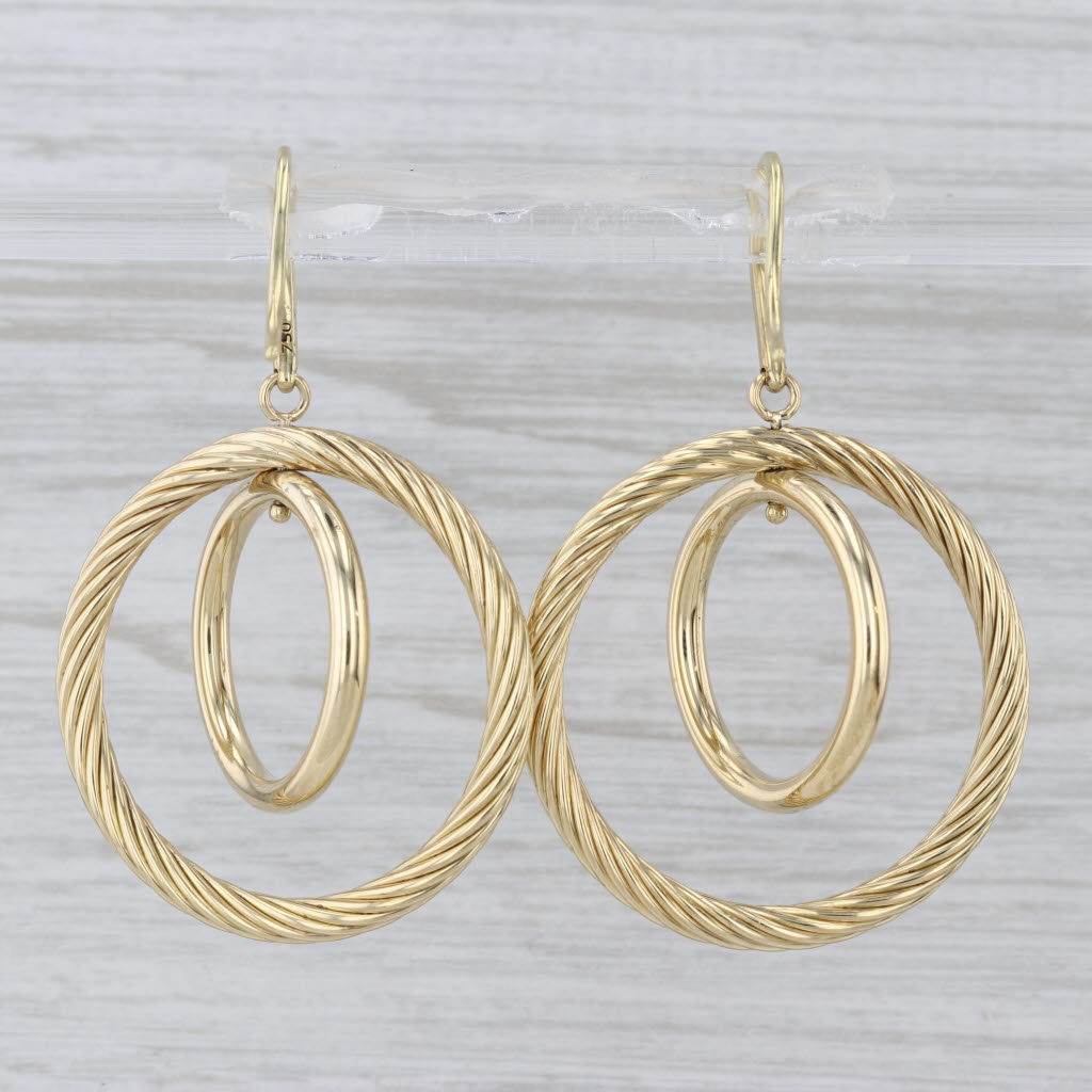 David Yurman Mobile Double Hoop Dangle Earrings 18k Yellow Gold Hook Posts