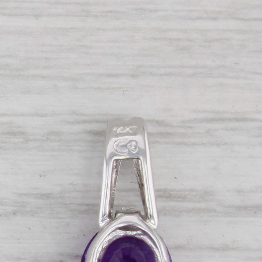 Gray 4.04ctw Oval Amethyst Diamond Pendant 14k White Gold Drop