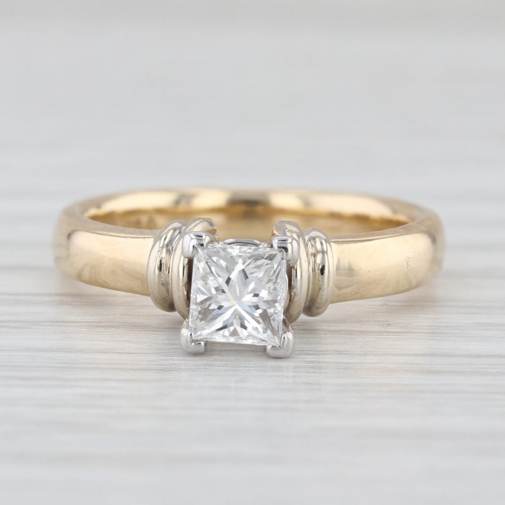0.50ct Princess Diamond Engagement Ring 14k Gold Size 5.5