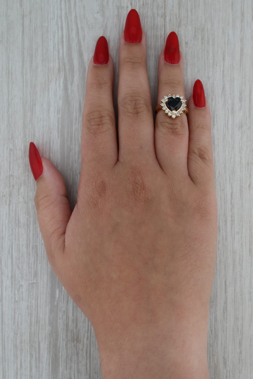 2.80ctw Blue Sapphire Heart Diamond Halo Ring 18k Yellow Gold Size 4