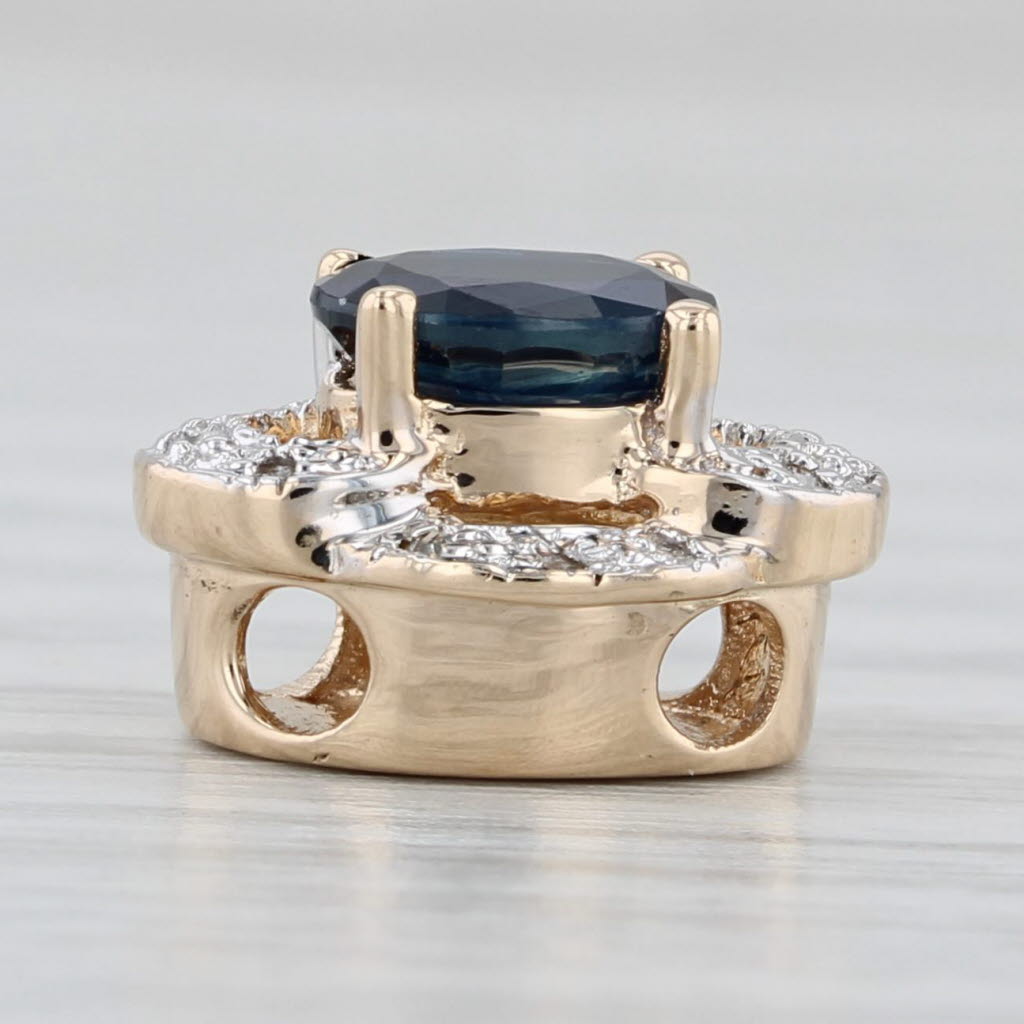 Light Gray 1.15ctw Blue Sapphire Diamond Slide Bracelet Charm 14k Yellow Gold Richard Klein