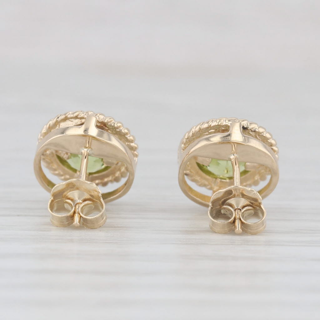 Light Gray 1.60ctw Peridot Stud Earrings 14k Yellow Gold Round Solitaire Studs