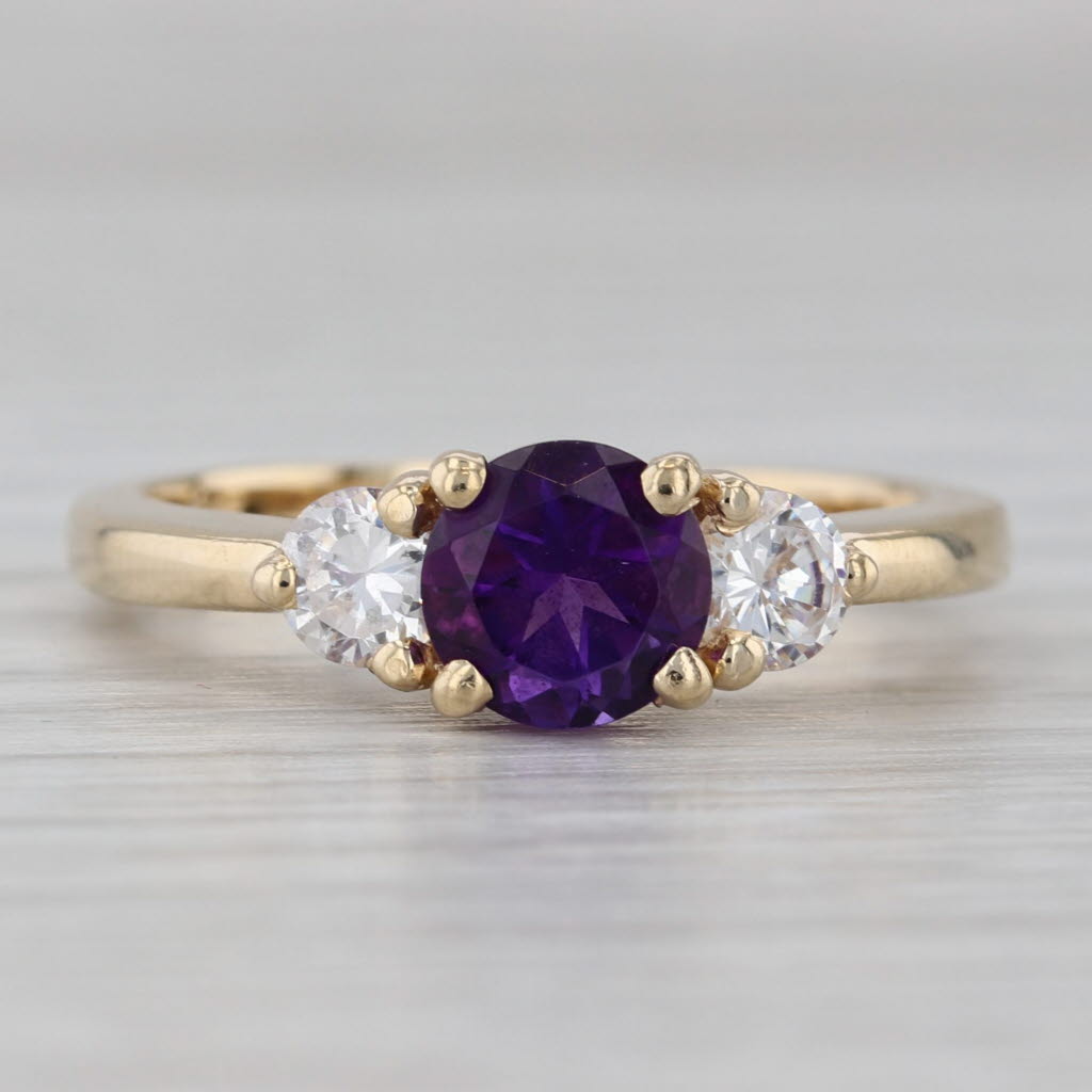 Gray 1.46ctw Amethyst Cubic Zirconia Ring 14k Yellow Gold Size 8