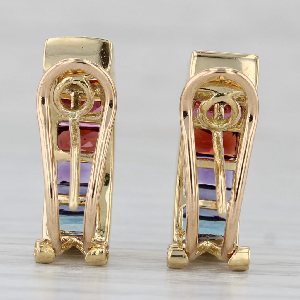 Gray 4.06ctw Rainbow Gemstone Journey Drop Earrings 18k Gold Citrine Garnet Amethyst