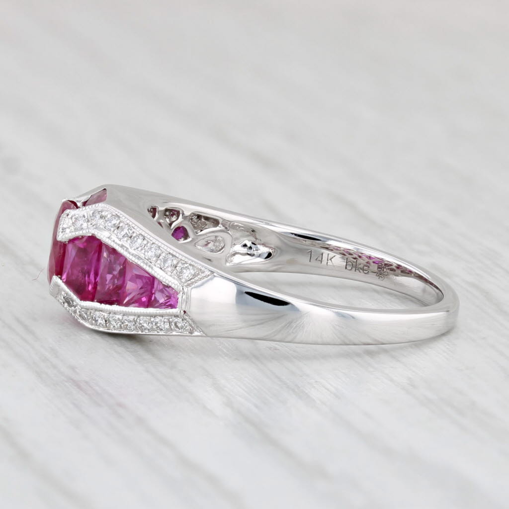 Light Gray New Beverley K 2.38ctw Ruby Diamond Ring 14k White Gold Size 7.25