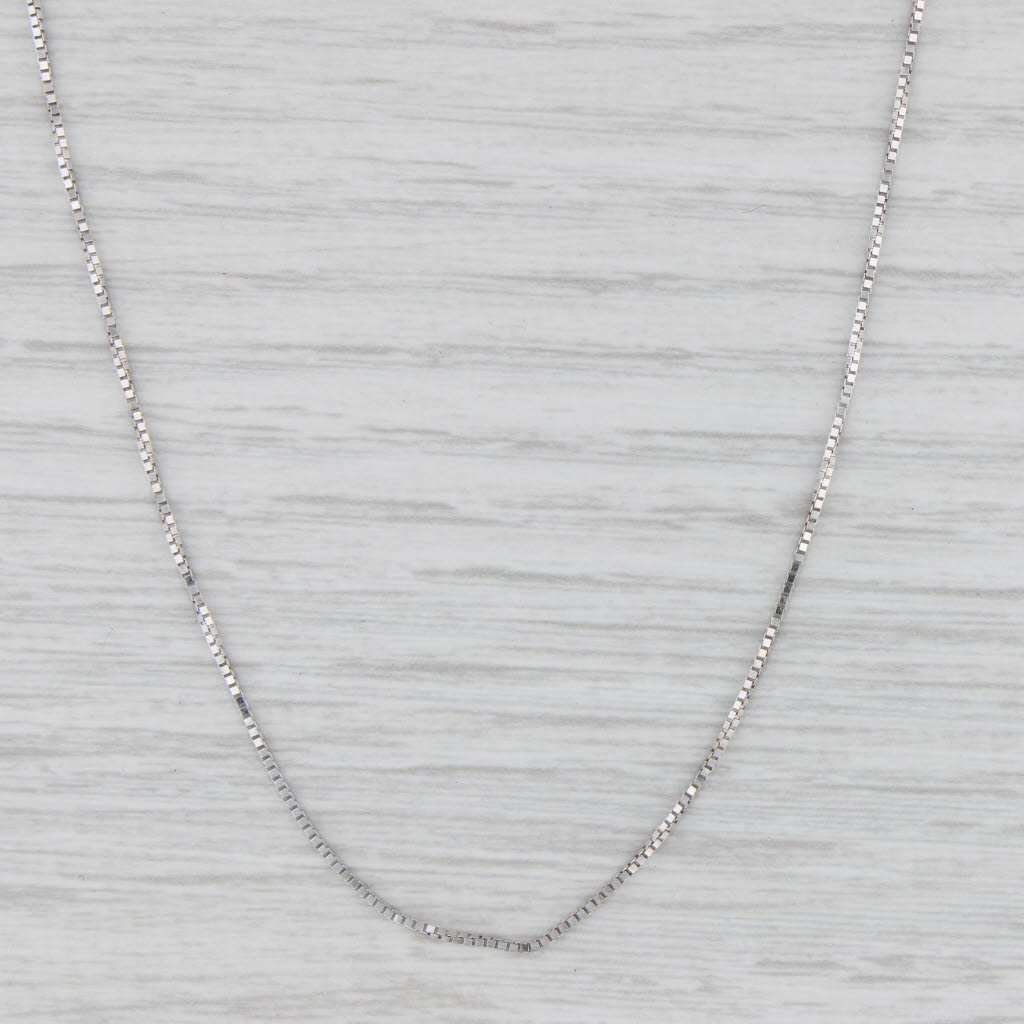 Light Gray 16" 0.8mm Box Chain Necklace 14k White Gold Lobster Clasp