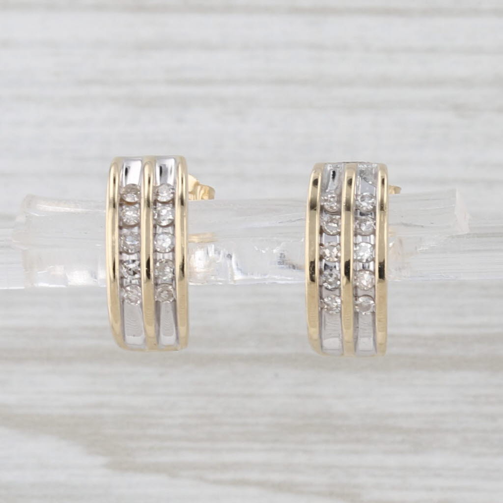 0.16ctw Diamond Small J-Hook Earrings 14k Yellow Gold Butterfly Backs