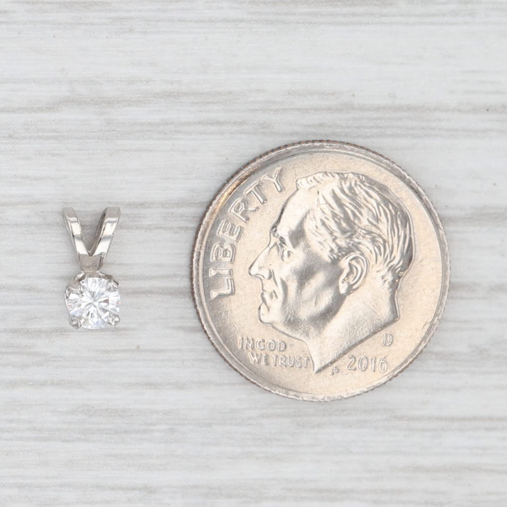 Light Gray New 0.15ct VS2 Round Solitaire Small Drop Pendant 14k White Gold