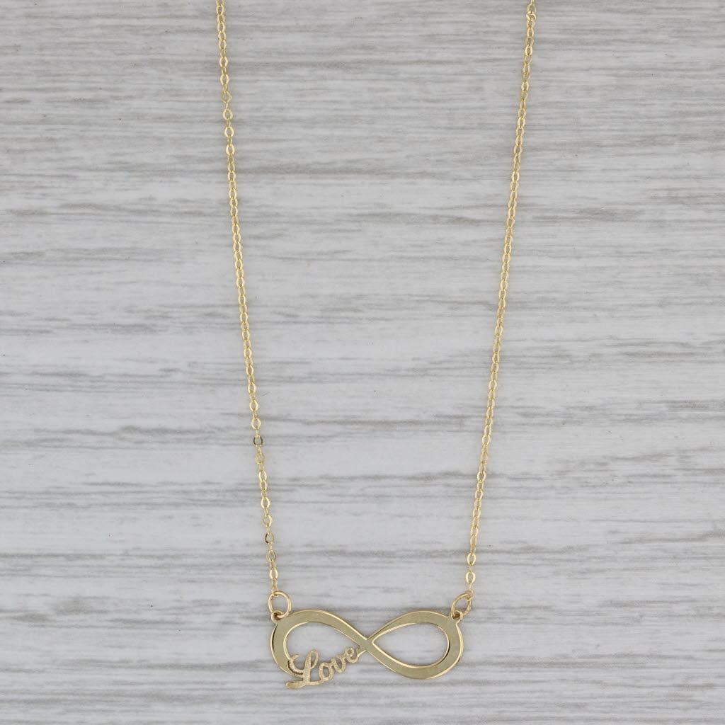 Gray New Love Infinity Knot Pendant Necklace 14k Yellow Gold 18.25" Cable Chain