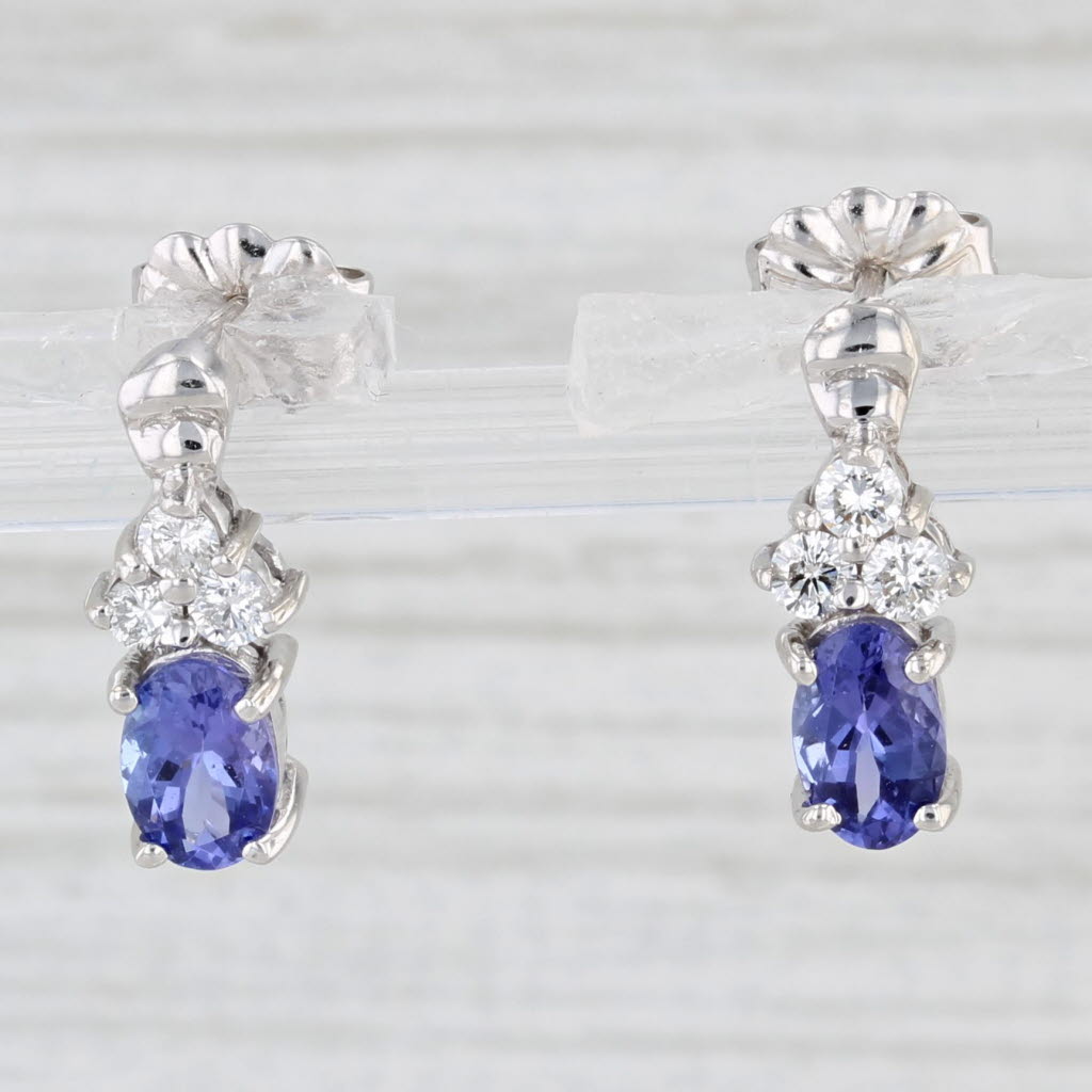 Light Gray Le Vian 1.20ctw Tanzanite Diamond Earrings 14k White Gold Pierced Studs