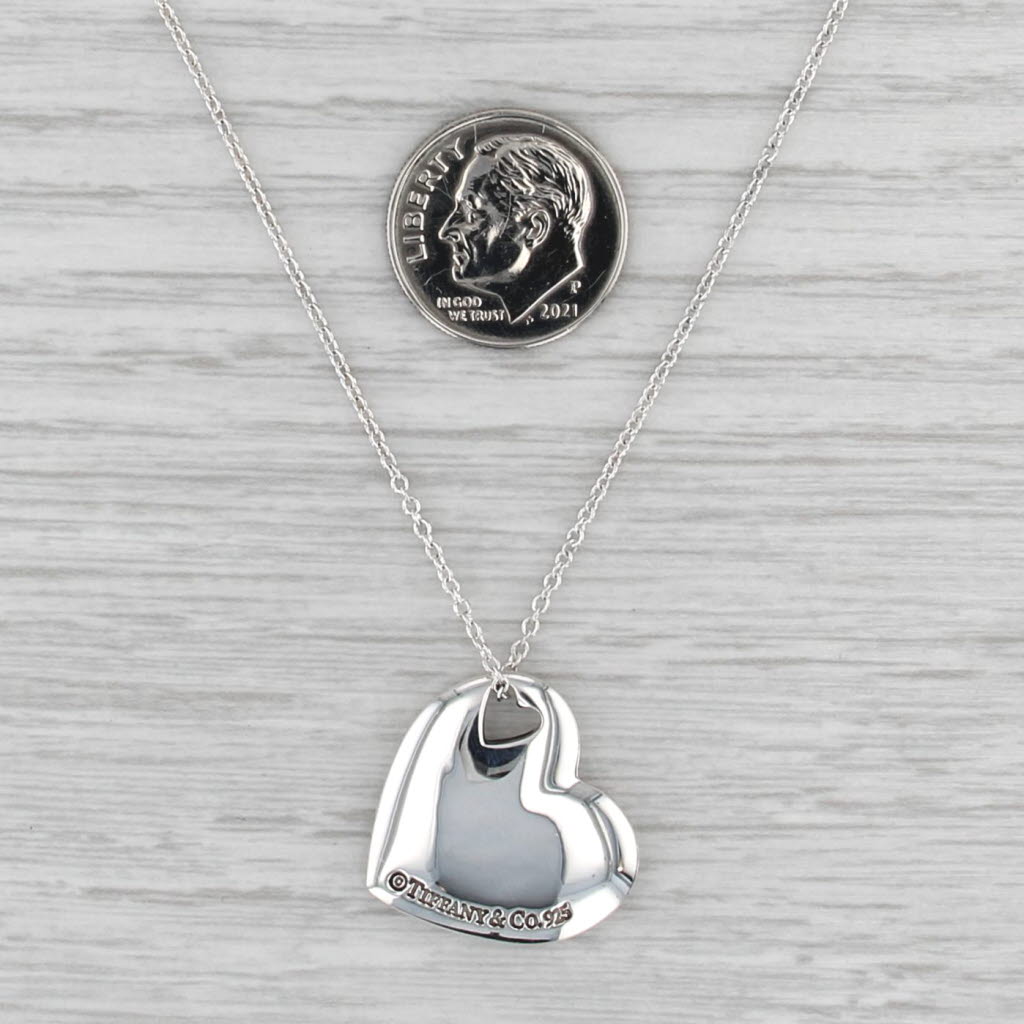 Tiffany & Co Double Love Pendant on Non-Tiffany Chain Sterling Silver w/ Pouch
