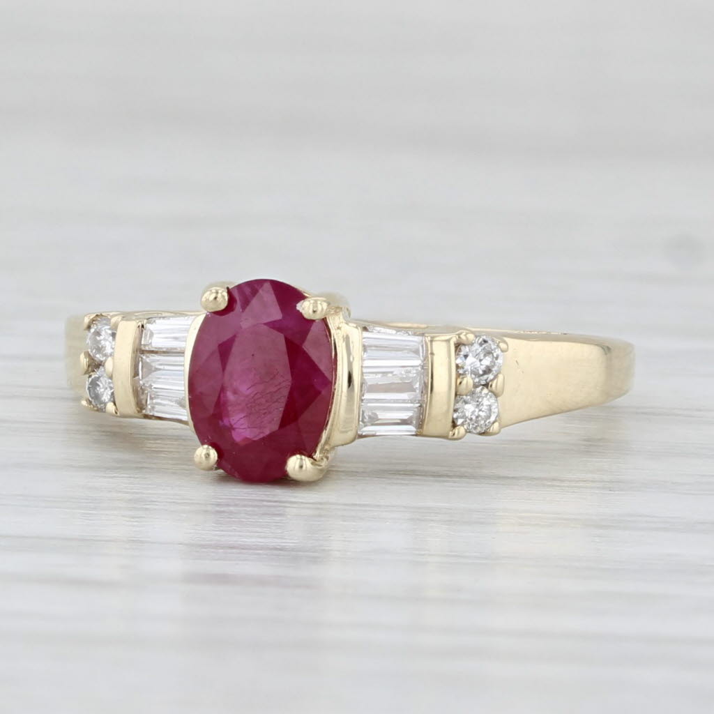 Light Gray 1.25ctw Oval Ruby Diamond Ring 10k Yellow Gold Size 6.25