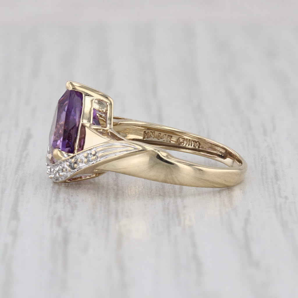 1.93ctw Amethyst Diamond Ring 14k Yellow Gold Size 5.5