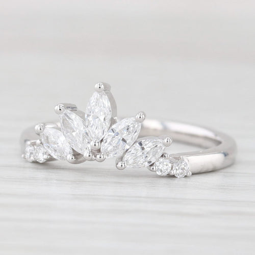 Light Gray New 0.55ctw Lab Grown Diamond Contoured Wedding Band 14k Gold Stackable Ring