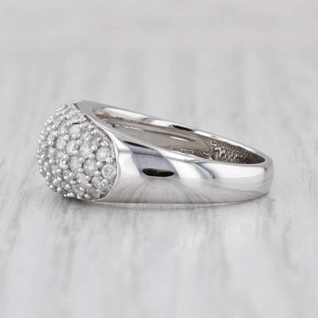 1ctw Pave Diamond Domed Ring 14k White Gold Size 7