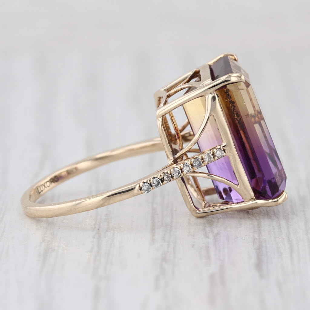 11.32ctw Ametrine Diamond Ring 10k Yellow Gold Size 8 Cocktail