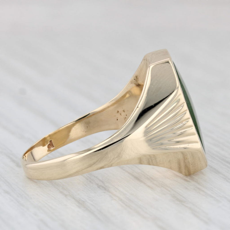 Vintage Green Nephrite Jade Ring 10k Yellow Gold Size 11 Falcon