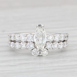 1.83ctw Diamond Engagement Ring Wedding Band Bridal Set 18k White Gold GIA