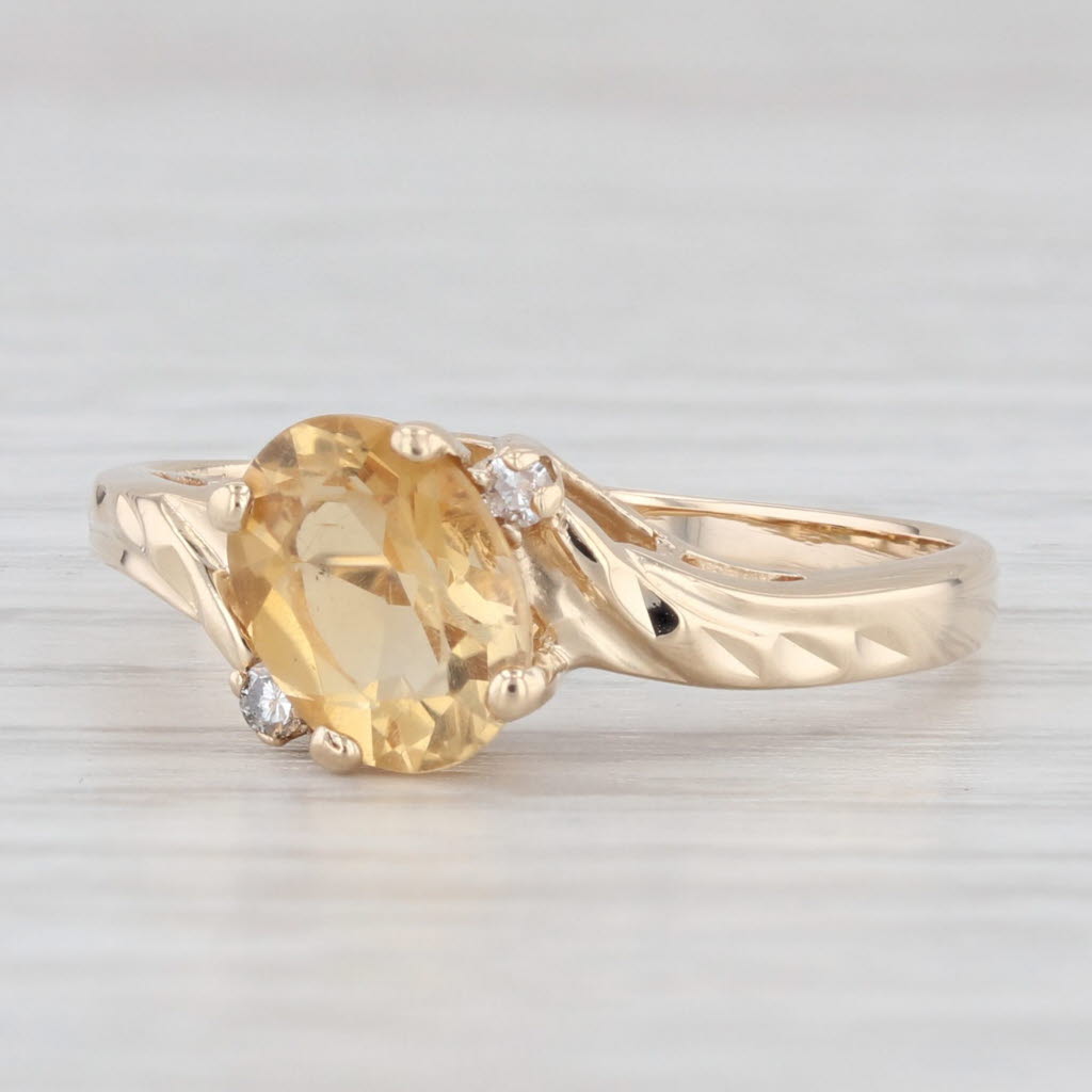 Light Gray 1.11ctw Oval Citrine Diamond Bypass Ring 10k Yellow Gold Size 8