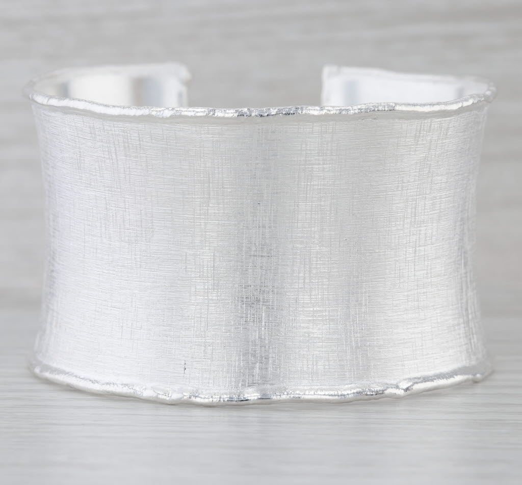 Milor Italy Brushed Silver Cuff Bracelet Sterling Statement 7.5" 41mm