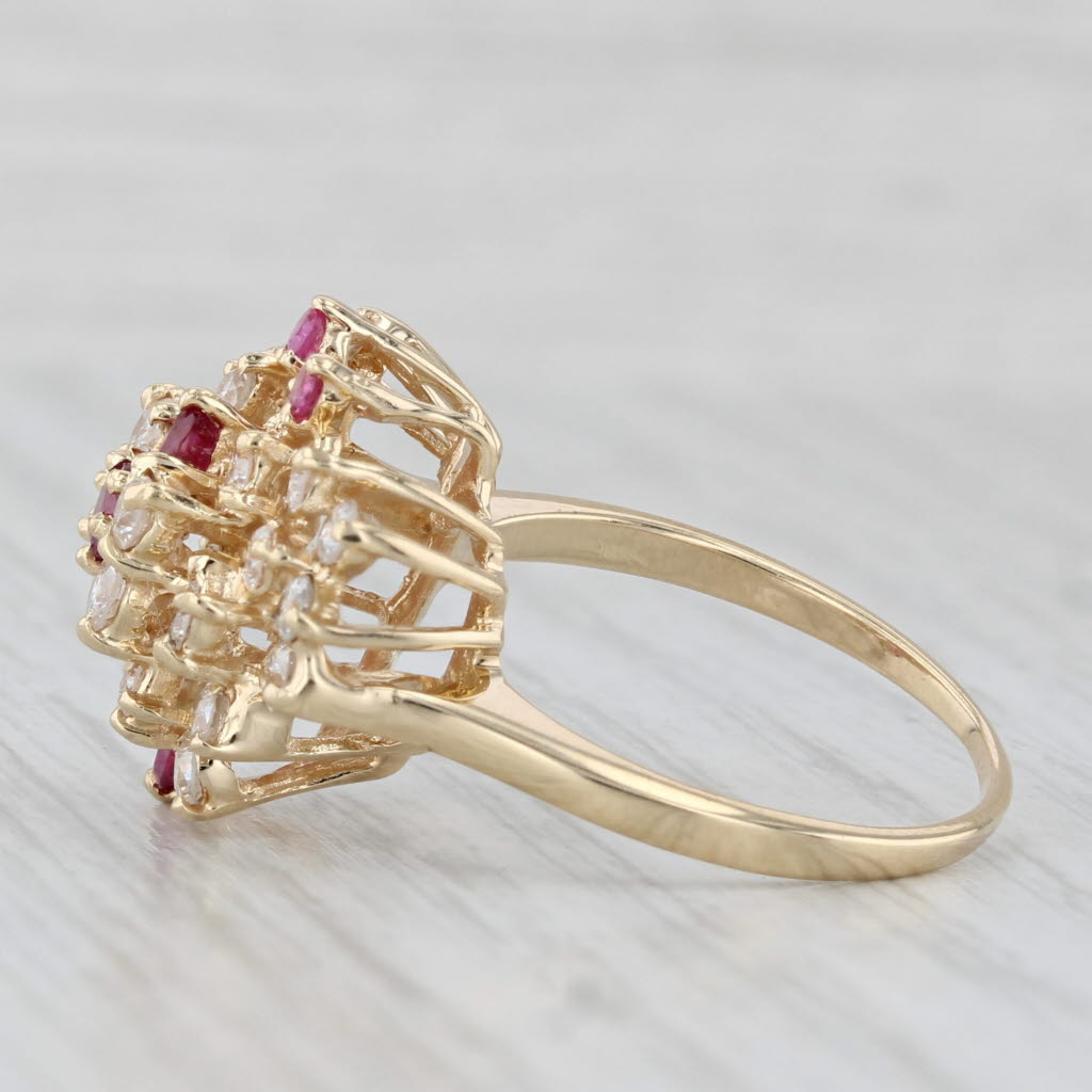 Light Gray 1.30ctw Diamond Ruby Cluster Butterfly Ring 14k Yellow Gold Size 7.5 Cocktail