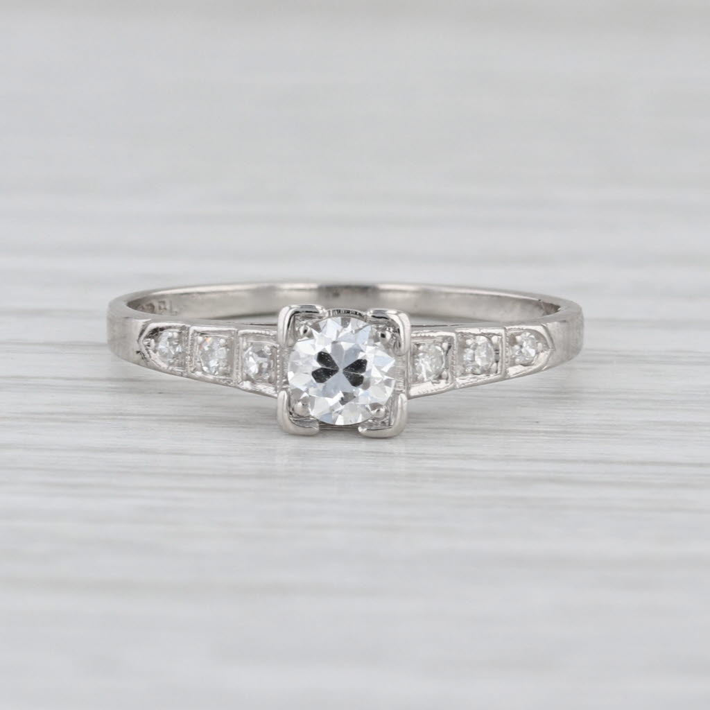 Vintage Art Deco 0.31ctw Transitional Round Diamond Engagement Ring Platinum