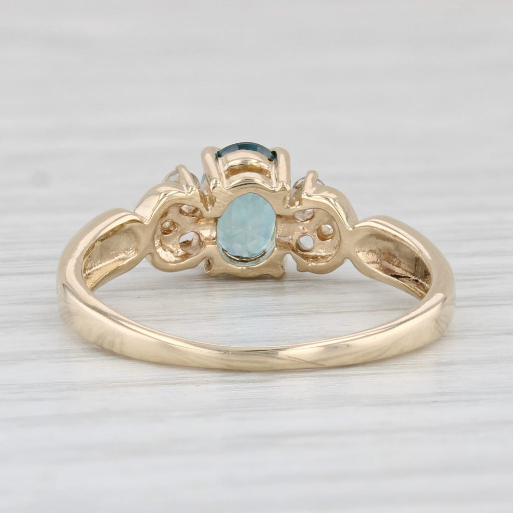 Light Gray 1.20ctw Oval Blue Zircon Ring 14k Yellow Gold Size 8 Engagement