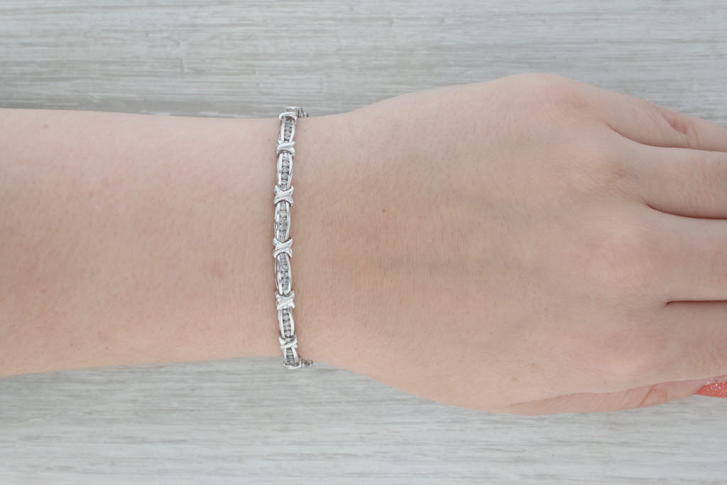 Dark Gray 0.75ctw Diamond Tennis Bracelet 10k White Gold 6.75" 4.6mm