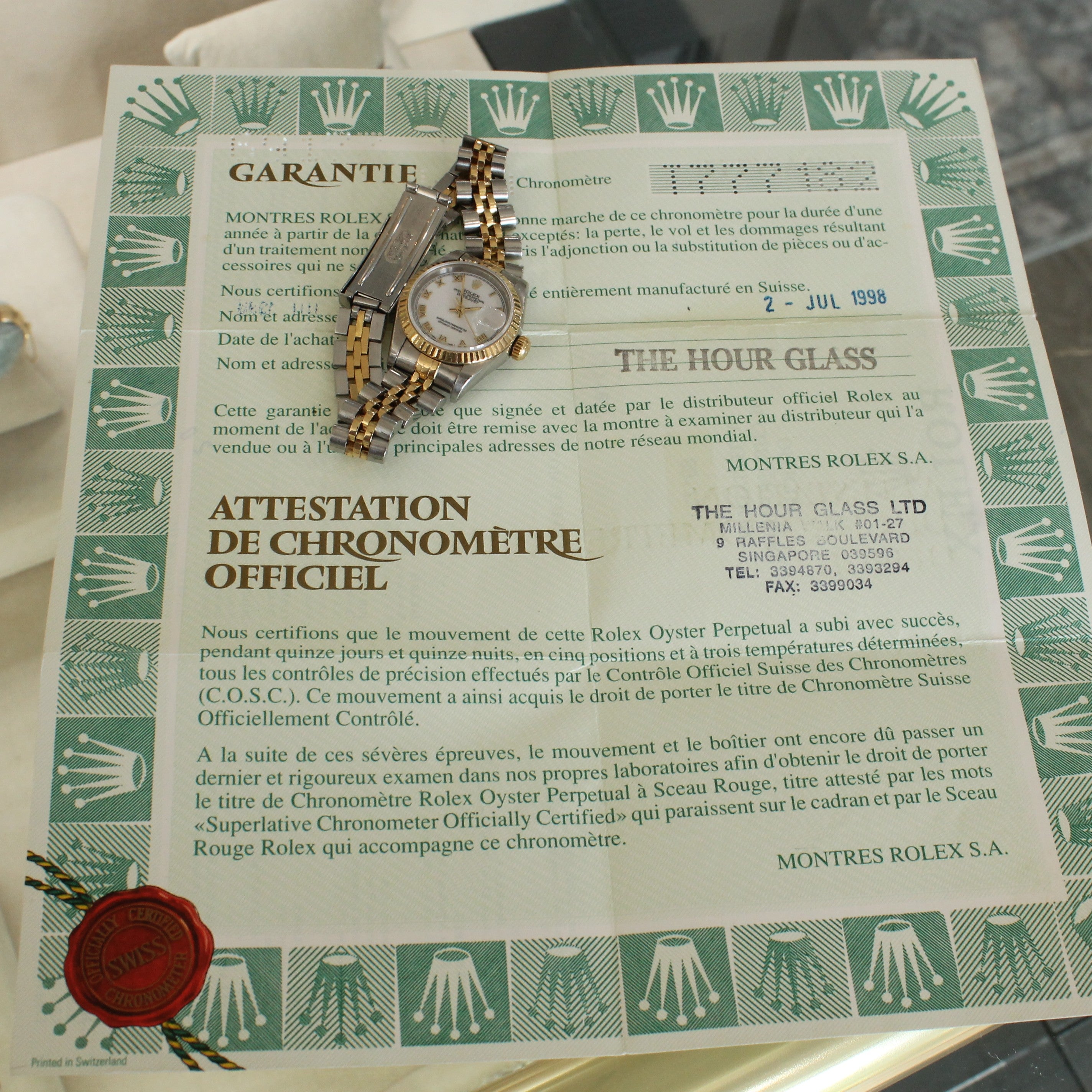 1996 Rolex Datejust Ladies 26mm Steel & 18k Automatic Watch Box & Papers