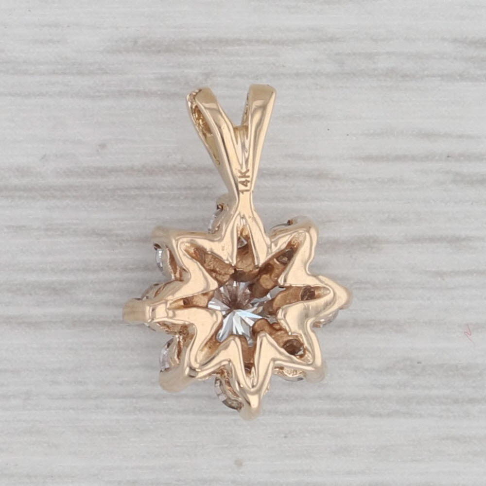 Gray 0.41ctw Flower Pendant 14k Yellow Gold Small Floral Drop