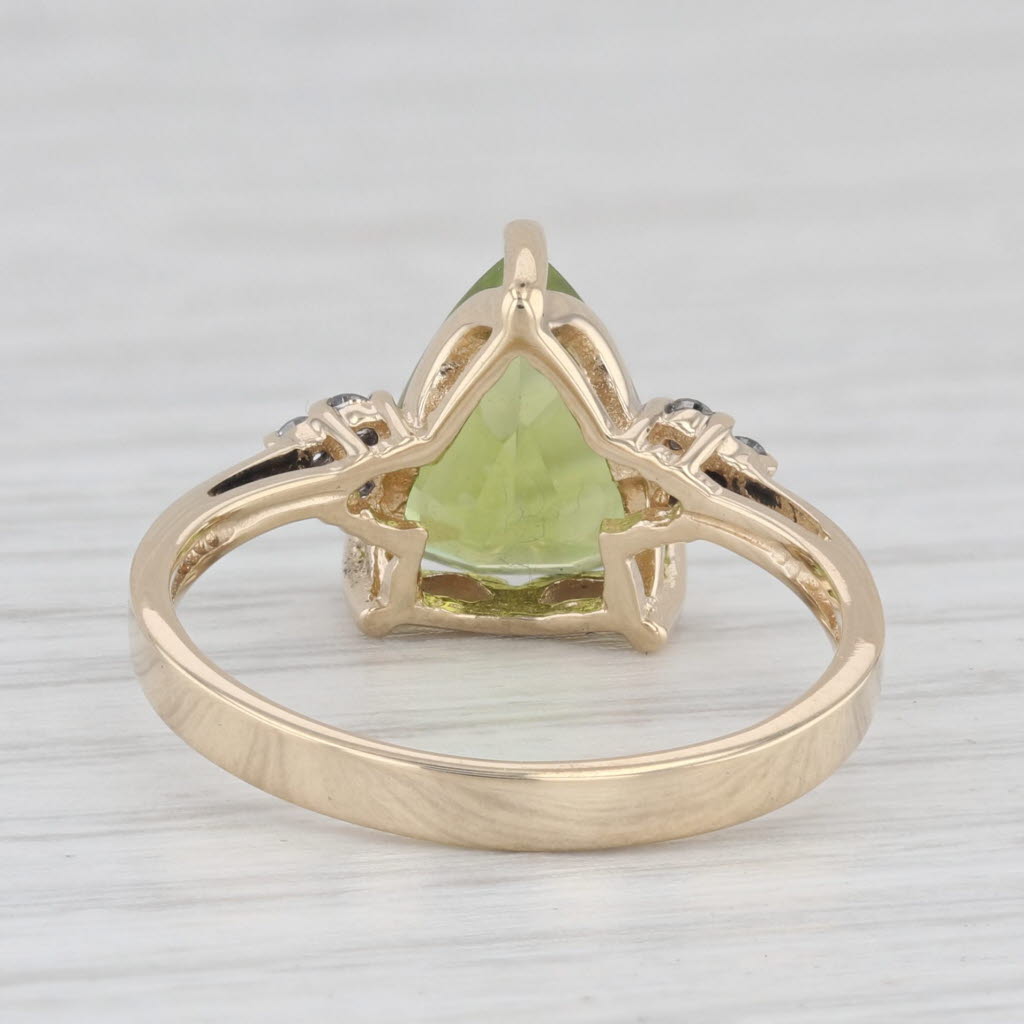 Light Gray 3.08ctw Peridot Diamond Ring 14k Yellow Gold Size 7.5