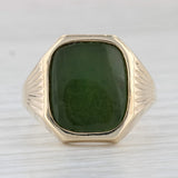 Vintage Green Nephrite Jade Ring 10k Yellow Gold Size 11 Falcon