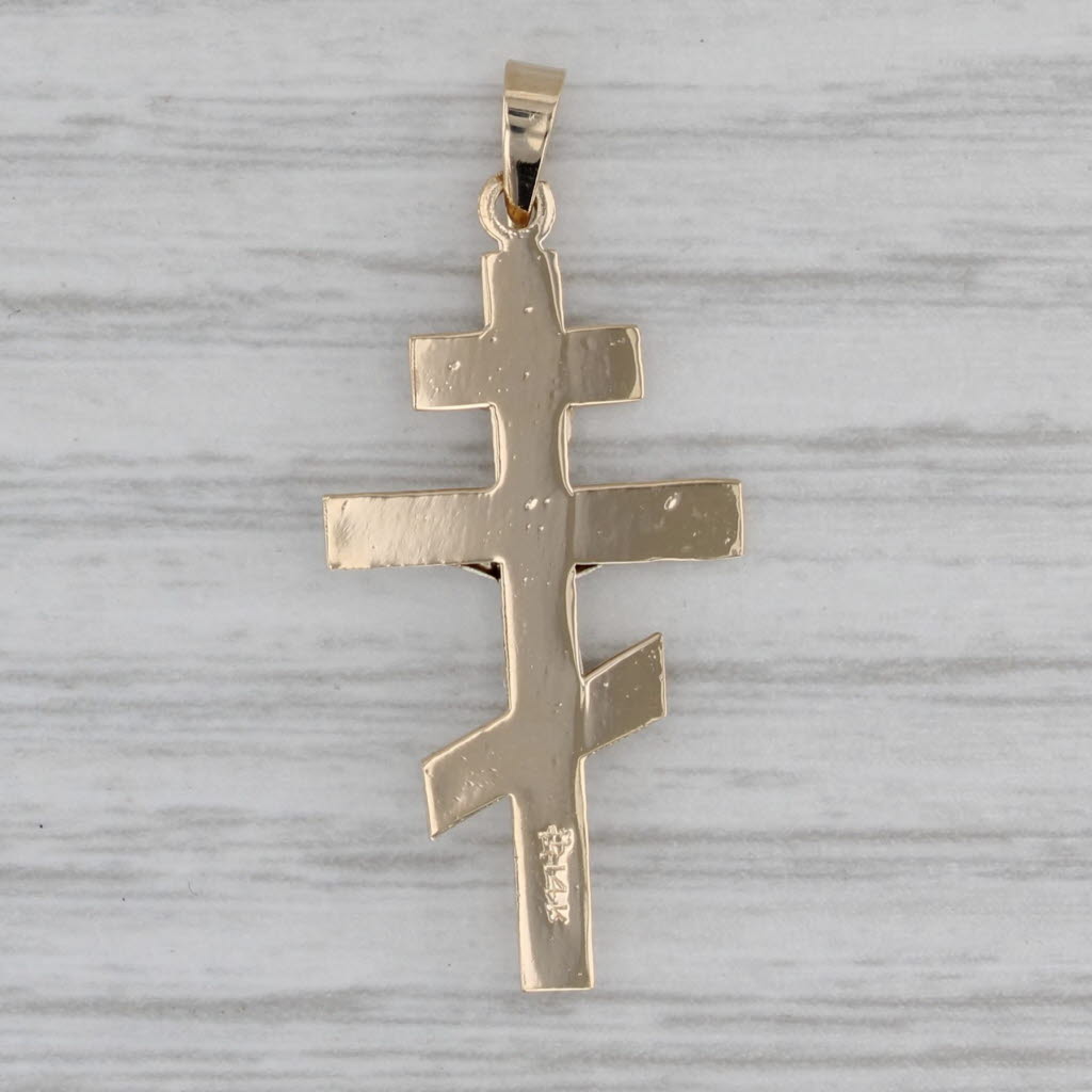 Gray Orthodox Crucifix Cross Pendant 14k Yellow White Gold INRI Figural